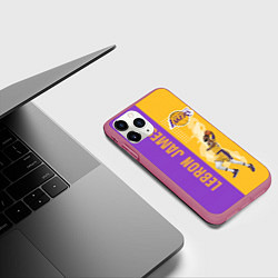 Чехол iPhone 11 Pro матовый Леброн NBA, цвет: 3D-малиновый — фото 2