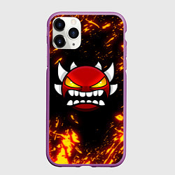 Чехол iPhone 11 Pro матовый Geometry Dash: Demon Z, цвет: 3D-фиолетовый