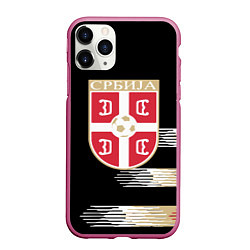 Чехол iPhone 11 Pro матовый Сборная Сербии, цвет: 3D-малиновый