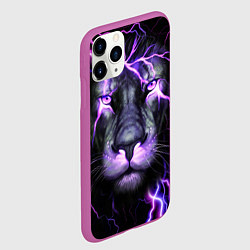 Чехол iPhone 11 Pro матовый НЕОНОВЫЙ ЛЕВ NEON LION, цвет: 3D-фиолетовый — фото 2