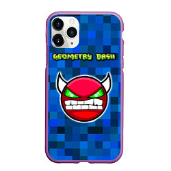 Чехол iPhone 11 Pro матовый Geometry Dash, цвет: 3D-фиолетовый