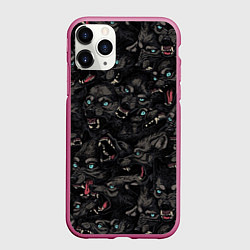 Чехол iPhone 11 Pro матовый Волки Wolwes, цвет: 3D-малиновый