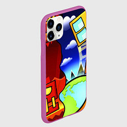 Чехол iPhone 11 Pro матовый Geometry Dash, цвет: 3D-фиолетовый — фото 2