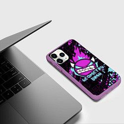 Чехол iPhone 11 Pro матовый Geometry Dash, цвет: 3D-фиолетовый — фото 2