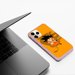 Чехол iPhone 11 Pro матовый Kid Goku, цвет: 3D-розовый — фото 2