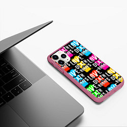 Чехол iPhone 11 Pro матовый ЛЮБОВЬ СМЕРТЬ И РОБОТЫ УЗОР, цвет: 3D-малиновый — фото 2