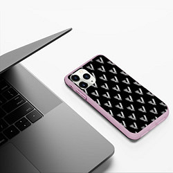 Чехол iPhone 11 Pro матовый Викинги Лого Паттерн Vikings Pattern Z, цвет: 3D-розовый — фото 2