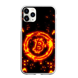 Чехол iPhone 11 Pro матовый BITCOIN БИТКОИН ОГОНЬ, цвет: 3D-белый