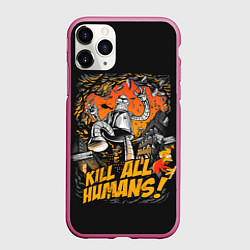 Чехол iPhone 11 Pro матовый Кайдзю Бендер, цвет: 3D-малиновый