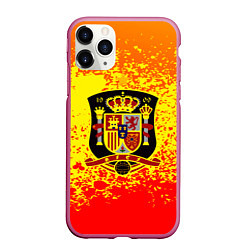 Чехол iPhone 11 Pro матовый Сборная Испании, цвет: 3D-малиновый