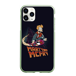 Чехол iPhone 11 Pro матовый Back to Futurama, цвет: 3D-салатовый