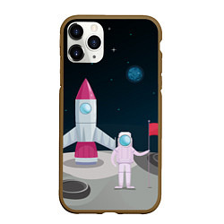 Чехол iPhone 11 Pro матовый Астронавт покоряет космос, цвет: 3D-коричневый