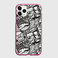 Чехол iPhone 11 Pro матовый Тату ретро, цвет: 3D-малиновый