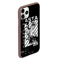 Чехол iPhone 11 Pro матовый Чёрный Аста Чёрный Клевер, цвет: 3D-коричневый — фото 2