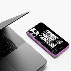Чехол iPhone 11 Pro матовый Чёрный Аста Чёрный Клевер, цвет: 3D-фиолетовый — фото 2