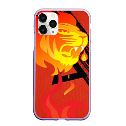 Чехол iPhone 11 Pro матовый Огненный лев, цвет: 3D-светло-сиреневый