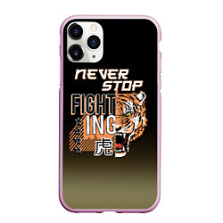 Чехол iPhone 11 Pro матовый FIGHT TIGER тигр боец, цвет: 3D-розовый