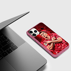 Чехол iPhone 11 Pro матовый Левандовски Lewandowski 9, цвет: 3D-малиновый — фото 2