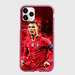 Чехол iPhone 11 Pro матовый Криштиану Роналду Португалия, цвет: 3D-малиновый