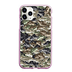 Чехол iPhone 11 Pro матовый Камуфляж для рыбака, цвет: 3D-розовый