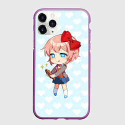 Чехол iPhone 11 Pro матовый Chibi Sayori, цвет: 3D-фиолетовый