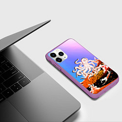 Чехол iPhone 11 Pro матовый Осьминог в Лаве Градиент, цвет: 3D-фиолетовый — фото 2