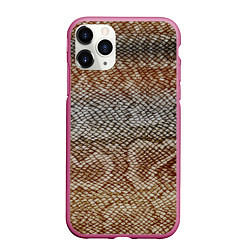 Чехол iPhone 11 Pro матовый Snake skin, цвет: 3D-малиновый