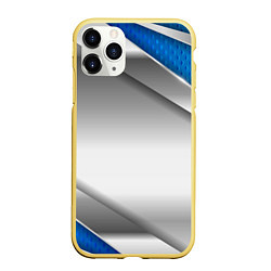 Чехол iPhone 11 Pro матовый 3D СЕРЕБРО BLUE LINES