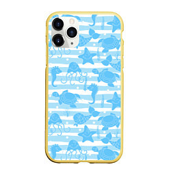 Чехол iPhone 11 Pro матовый Морские жители, цвет: 3D-желтый