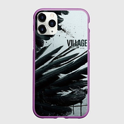 Чехол iPhone 11 Pro матовый Resident Evil Village крылья, цвет: 3D-фиолетовый