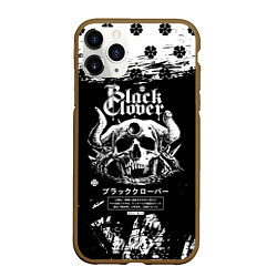 Чехол iPhone 11 Pro матовый Чёрный клевер череп демона, цвет: 3D-коричневый