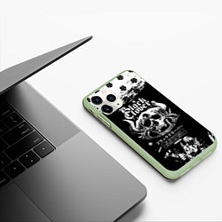 Чехол iPhone 11 Pro матовый Чёрный клевер череп демона, цвет: 3D-салатовый — фото 2