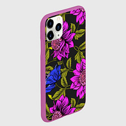 Чехол iPhone 11 Pro матовый Цветочный Паттерн, цвет: 3D-фиолетовый — фото 2
