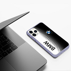 Чехол iPhone 11 Pro матовый Black and White BMW, цвет: 3D-светло-сиреневый — фото 2