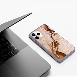 Чехол iPhone 11 Pro матовый Микеланджело сотворение Адама, цвет: 3D-серый — фото 2