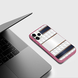 Чехол iPhone 11 Pro матовый White 3d lines, цвет: 3D-малиновый — фото 2