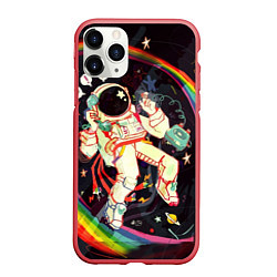 Чехол iPhone 11 Pro матовый Космонавт, цвет: 3D-красный