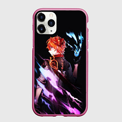 Чехол iPhone 11 Pro матовый ТАРТАЛЬЯ - GENSHIN IMPACT NEON, цвет: 3D-малиновый