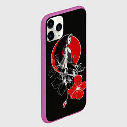 Чехол iPhone 11 Pro матовый Девушка-кошка-самурай, цвет: 3D-фиолетовый — фото 2
