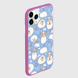 Чехол iPhone 11 Pro матовый Счастливые овечки, цвет: 3D-фиолетовый — фото 2