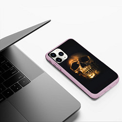 Чехол iPhone 11 Pro матовый Golden Skull, цвет: 3D-розовый — фото 2