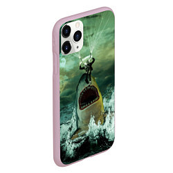 Чехол iPhone 11 Pro матовый Shark Attack Акула атакует, цвет: 3D-розовый — фото 2