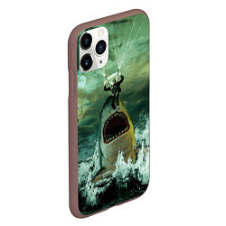 Чехол iPhone 11 Pro матовый Shark Attack Акула атакует, цвет: 3D-коричневый — фото 2