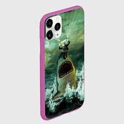 Чехол iPhone 11 Pro матовый Shark Attack Акула атакует, цвет: 3D-фиолетовый — фото 2