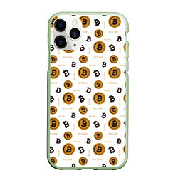 Чехол iPhone 11 Pro матовый Узор и биткоина Pattern, цвет: 3D-салатовый