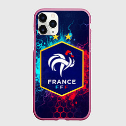 Чехол iPhone 11 Pro матовый Сборная Франции, цвет: 3D-малиновый