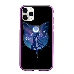 Чехол iPhone 11 Pro матовый Sailor Moon силуэт, цвет: 3D-фиолетовый