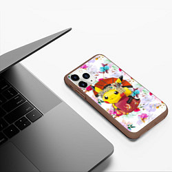 Чехол iPhone 11 Pro матовый Пикачу - Гейша, цвет: 3D-коричневый — фото 2