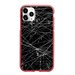 Чехол iPhone 11 Pro матовый ГРАНЖ GRUNGE ЧБ, цвет: 3D-красный