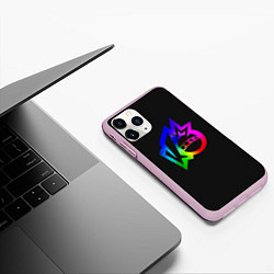 Чехол iPhone 11 Pro матовый Knockout city Rainbow logo, цвет: 3D-розовый — фото 2